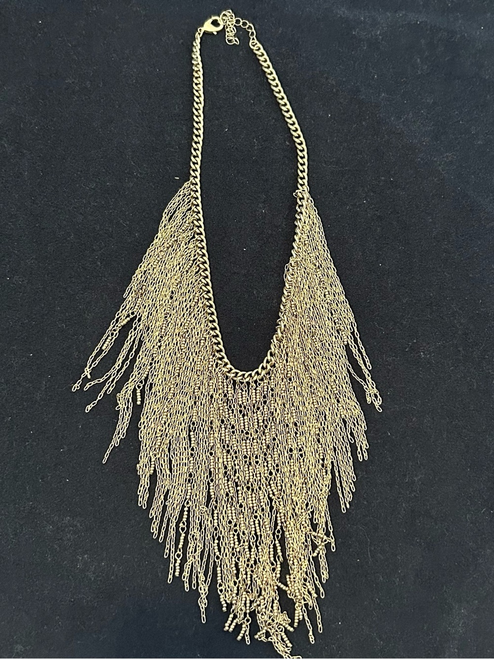 Source Unknown Gold Multi-Strand Fringe Necklace